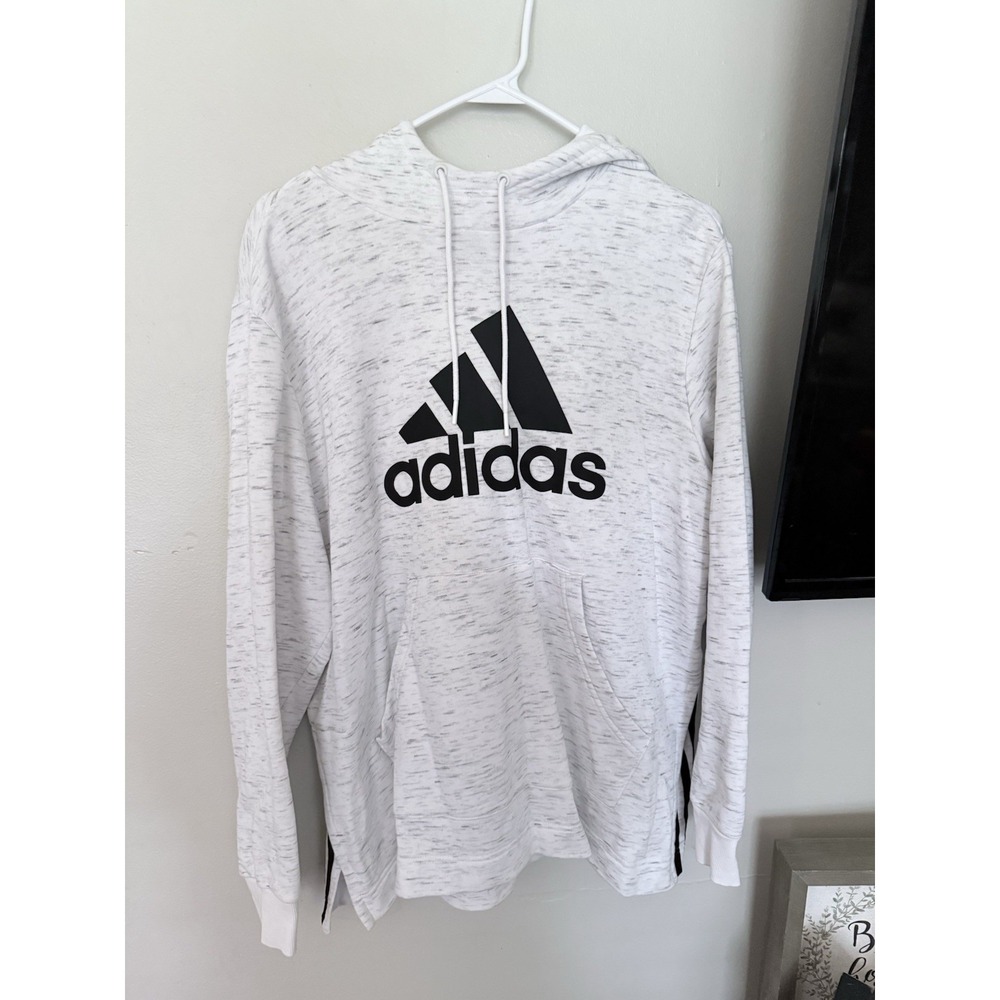 Adidas‎ Woman Heather Gray Big Logo pullover long sleeve hoodie Size XL